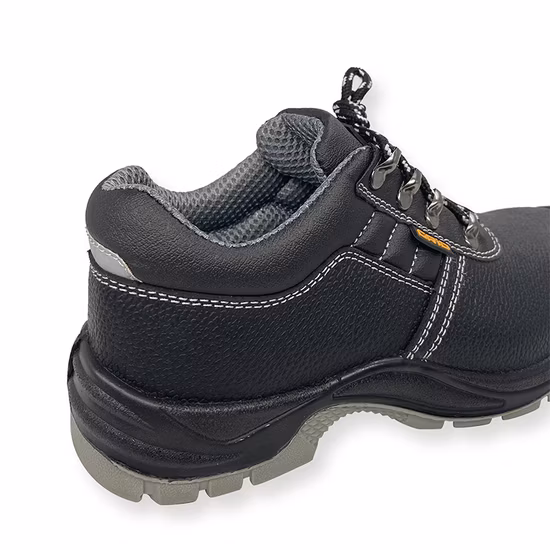 Sapatos de segurança estilosos de corte baixo Sssa003 em estoque com sapatos de segurança superiores em couro genuíno