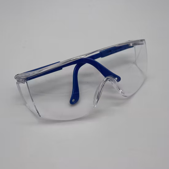 Óculos de segurança industrial anti-UV com armação de PC com lentes de PC com pernas ajustáveis