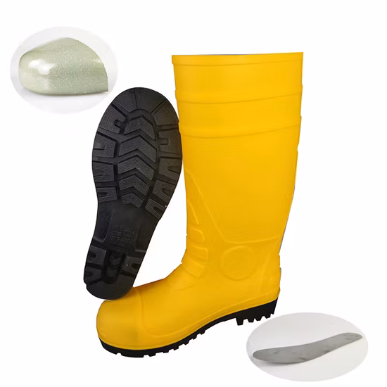 Botas de borracha Botas de chuva de segurança com biqueira de aço e sola de aço em Guangzhou